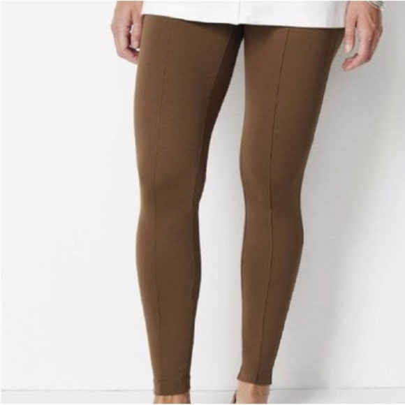 J.Jill Women Women's XL Brown Beechwood Elastic Waist Pull-On Ponte Leggings NWT - Picture 1 of 8